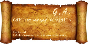 Günszberger Alvián névjegykártya